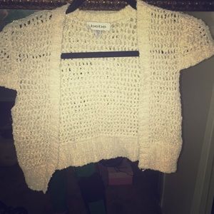 Cropped cap sleeve cardigan